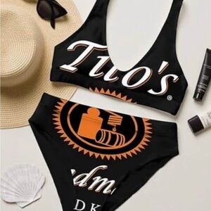 Tito’s Black and Orange Graphic Bikini Set